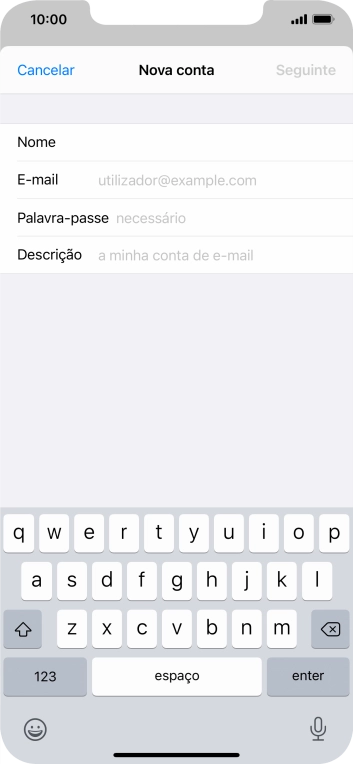 Prima E-mail e introduza o seu endereço de e-mail.