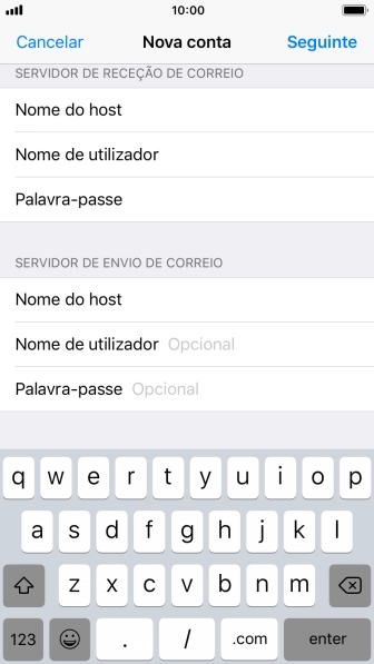 Prima Nome de utilizador e introduza o nome de utilizador da sua conta de e-mail na Vodafone.