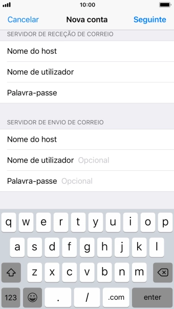 Prima Nome de utilizador e introduza o nome de utilizador da sua conta de e-mail.