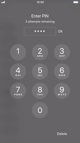 Introduza o seu código PIN e prima OK.