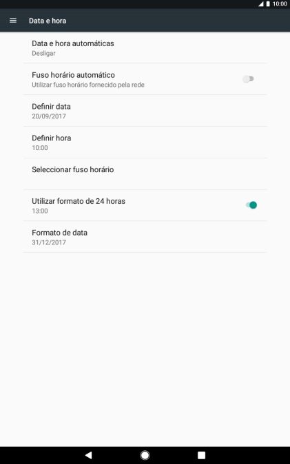 Prima Data e hora automáticas.