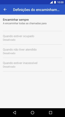 Prima o tipo de desvio pretendido.