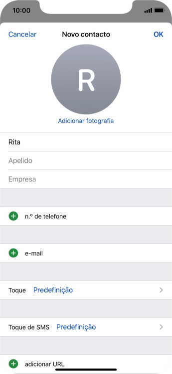 Prima Apelido e introduza o apelido.