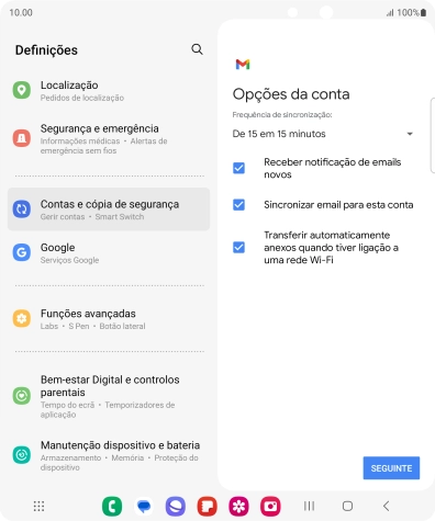 Se o ecrã mostrar esta imagem, a sua conta foi identificada e configurada automaticamente. Siga as indicações no ecrã para introduzir informações adicionais e concluir a configuração.