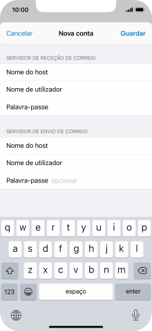 Prima Palavra-passe e introduza a password no servidor de envio do seu fornecedor de e-mail.