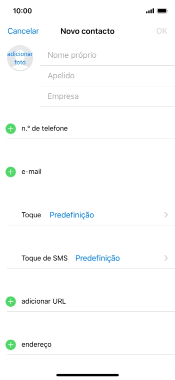 Prima Nome próprio e introduza o nome próprio.