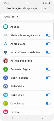 Prima o indicador junto às apps pretendidas para ativar ou desativar a função.