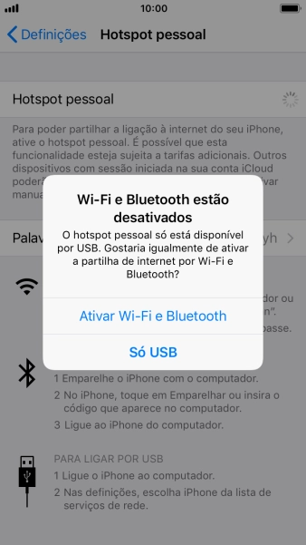Se o Wi-Fi estiver desativado, prima Ativar Wi-Fi e Bluetooth.