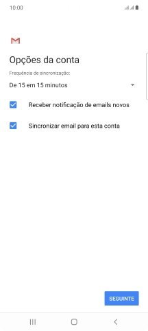 Se o ecrã mostrar esta imagem, a sua conta foi identificada e configurada automaticamente. Siga as indicações no ecrã para introduzir informações adicionais e concluir a configuração.
