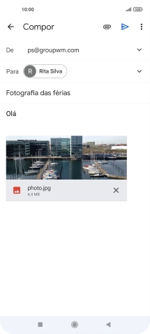 Prima o ícone para enviar quando terminar de escrever o seu e-mail.