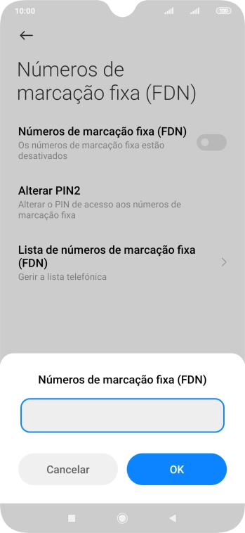 Introduza o código PIN2 e prima OK.