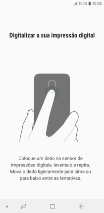 Siga as indicações no ecrã para definir a impressão digital como código de bloqueio.