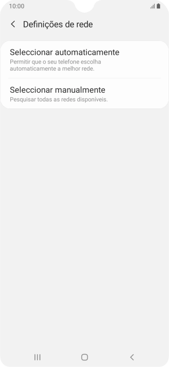 Prima Seleccionar manualmente e aguarde enquanto o telefone procura as redes.