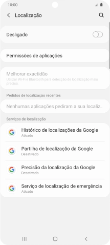 Prima o indicador para ativar ou desativar a função.