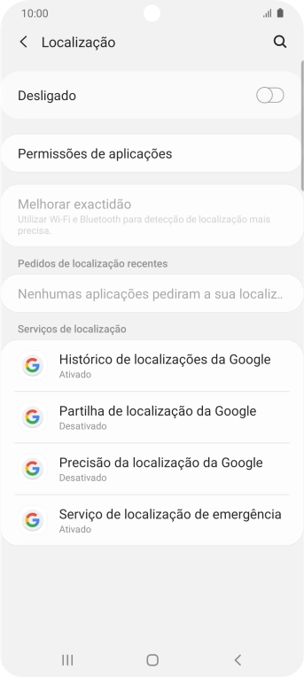 Prima o indicador para ativar ou desativar a função.