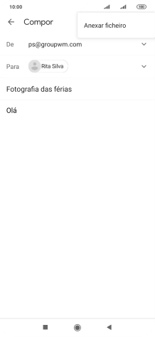 Prima Anexar ficheiro e vá até à pasta pretendida.