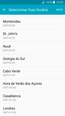 Prima o fuso horário pretendido.