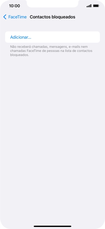 Prima Adicionar... e siga as indicações no ecrã para bloquear um contacto.