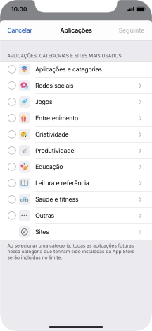 Prima as categorias pretendidas.