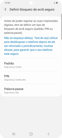 Prima o código de bloqueio do telefone pretendido e siga as indicações no ecrã para estabelecer um código de bloqueio adicional.