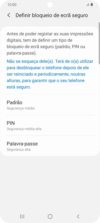 Prima o código de bloqueio do telefone pretendido e siga as indicações no ecrã para estabelecer um código de bloqueio adicional.