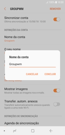 Introduza o nome pretendido da conta de e-mail CONCLUIR.