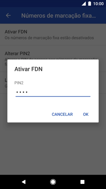 Introduza o código PIN2 e prima OK.