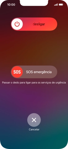 Prima o ícone para desligar e arraste-o para a direita.