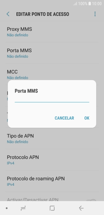 Introduza 80 e prima OK.