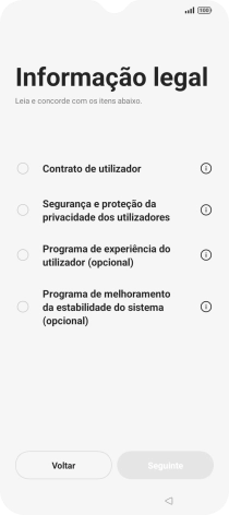 Prima o campo ao lado das definições pretendidas para as selecionar.