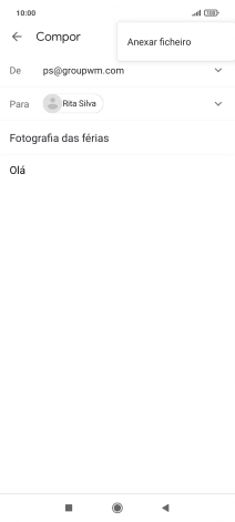 Prima Anexar ficheiro e vá até à pasta pretendida.