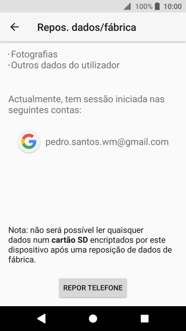 Prima REPOR TELEFONE.