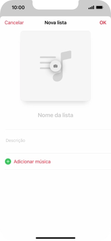 Prima o campo de escrita e introduza o nome da lista de reprodução.