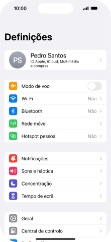 Prima o seu ID Apple.
