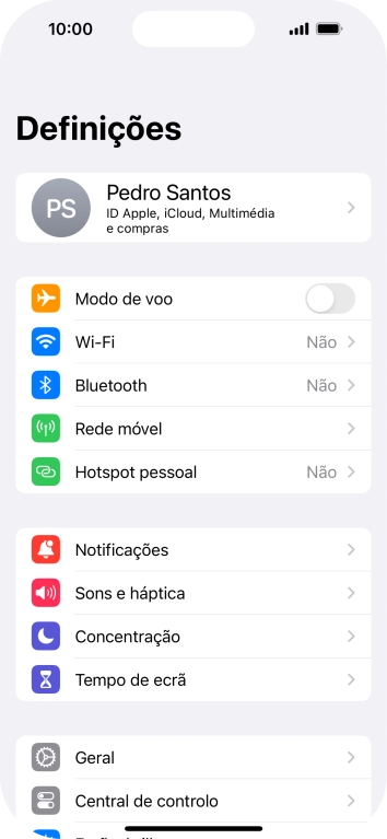 Prima o seu ID Apple.