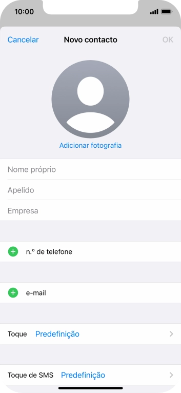 Prima Nome próprio e introduza o nome próprio.
