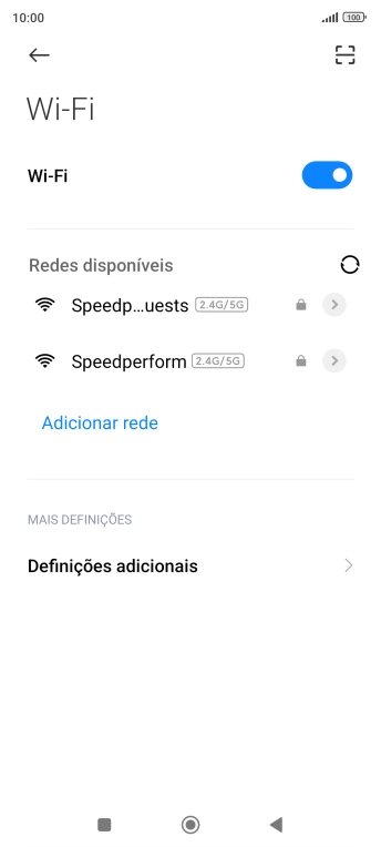 Prima a rede pretendida.