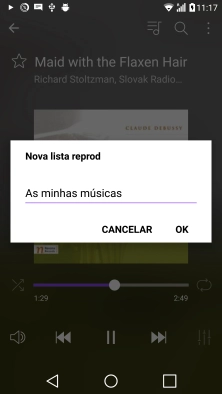 Introduza o nome pretendido para a lista de reprodução e prima OK.
