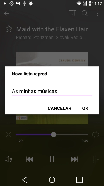 Introduza o nome pretendido para a lista de reprodução e prima OK.