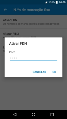 Introduza o código PIN2 e prima OK.