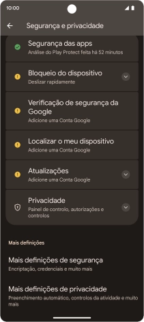 Prima Mais definições de segurança.