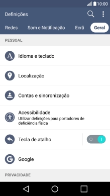 Prima Idioma e teclado.