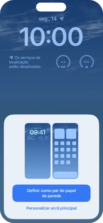 Se pretender utilizar o mesmo esquema de cores para o ecrã principal, prima Definir como par de papel de parede.