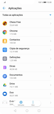 Prima a app pretendida.