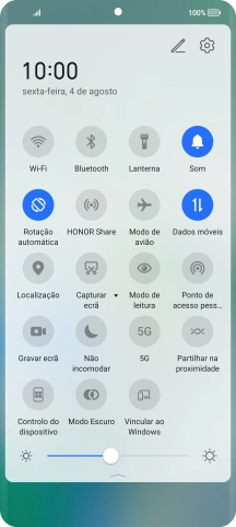 Prima o ícone de dados móveis para ativar ou desativar a função.