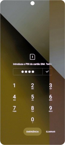 Se o cartão SIM estiver bloqueado, deve introduzir o seu código PIN e premir o ícone para aceitar.