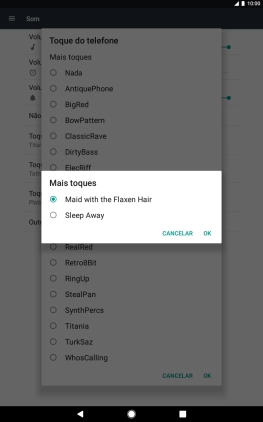 Quando tiver encontrado o tom de toque que pretende, prima OK.