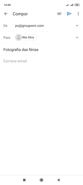 Prima o campo de escrita e escreva o texto do e-mail.