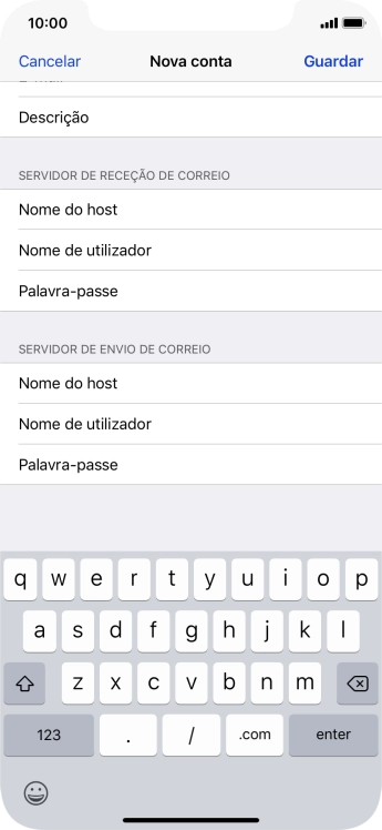 Prima Nome de utilizador e introduza o nome de utilizador no servidor de envio do seu fornecedor de e-mail.