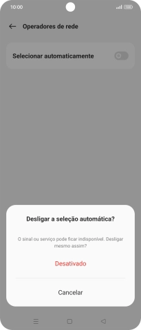 Prima Desativado para desativar a função e aguarde enquanto o telefone procura as redes.